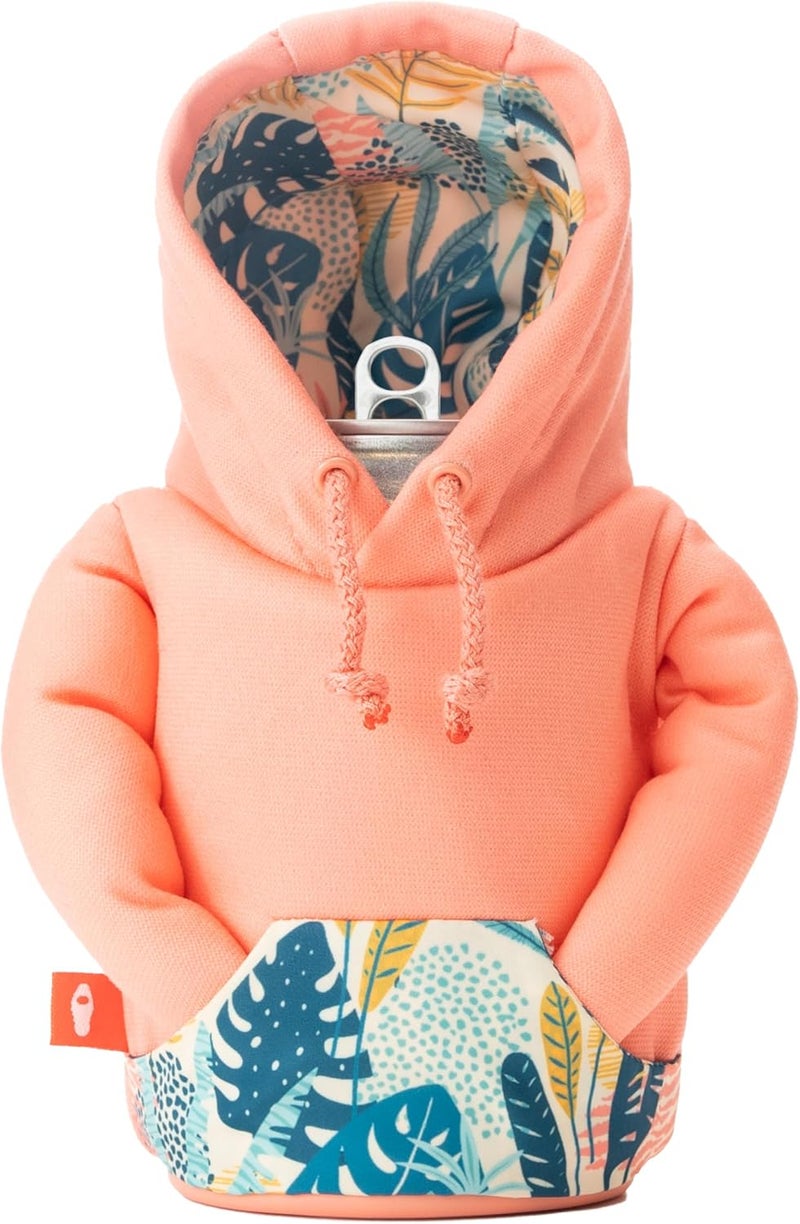 PUFFIN جاكيت مشروب هودي - 12 أونصة عازل للعلب - عازل زجاجات البيرة وعلب الصودا، يحافظ على المشروبات باردة - بيج بالم - Image 1
